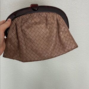 Woven Brown Leather Clutch